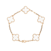 [Luckin Jewelry]CLOVER 5 MOTIF ROCK CRYSTAL PINK GOLD BRACELET