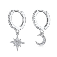 [Luckin Jewelry]Star and Moon Asymmetric Earrings