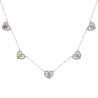 [Luckin Jewelry]Sparkling Five Heart Necklace