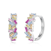 [Luckin Jewelry]Dazzling Colorful Emerald Cut Daily Earrings