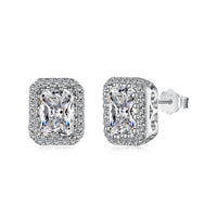 [Luckin Jewelry]1.0 Carat Luxurious Dainty Emerald Cut Daily Earrings