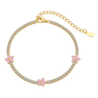 [Luckin Jewelry]Sparkling Flower Shape Tennis Bracelet