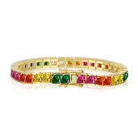 [Luckin Jewelry]Radiant Colorful Princess Cut Tennis Bracelet