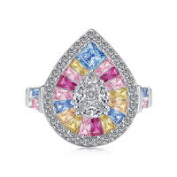 [Luckin Jewelry]Elegant Colorful Water Drop Shape Banquet Ring