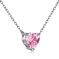 [Luckin Jewelry]Heart Shape Main Stone Pendant Collarbone Necklace