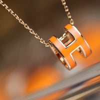 [Luckin Jewelry]POP H PEDANT PINK GOLD