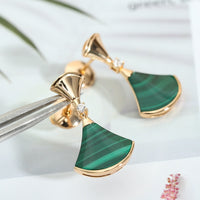 [Luckin Jewelry]DREAM MALACHITE PINK GOLD EARRINGS