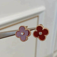 [Luckin Jewelry]CLOVER MEDIUM 1 MOTIFS CARNELIAN  DIAMOND earrings