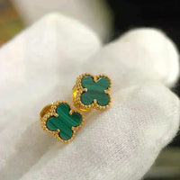 [Luckin Jewelry]CLOVER MINI 9.5MM MALACHITE  EARRINGS