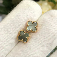[Luckin Jewelry]CLOVER MINI 9.5MM GRAY MOP EARRINGS