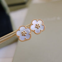 [Luckin Jewelry]LUCKY PINK GOLD WHITE MOP EARRINGS