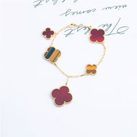 [Luckin Jewelry]CLOVER BRACELET 5 MOTIFS CARNELIAN TIGER EYE