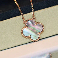 [Luckin Jewelry]CLOVER 15MM  GRAY MOTHER OF PEARL NECKLACE