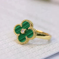 [Luckin Jewelry]CLOVER MALACHITE RING GOLD DIAMOND