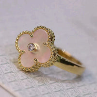 [Luckin Jewelry]CLOVER PINK MOP RING GOLD DIAMOND