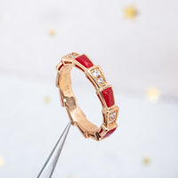 [Luckin Jewelry]SERPENTI RING PINK GOLD CARNELIAN DIAMOND 3MM
