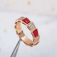 [Luckin Jewelry]SERPENTI RING PINK GOLD CARNELIAN DIAMOND PAVED 4MM
