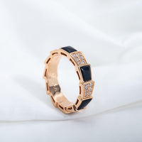 [Luckin Jewelry]SERPENTI RING PINK GOLD BLACK MOP DIAMOND PAVED 4MM