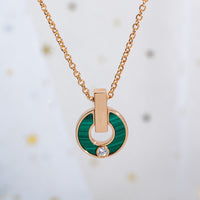 [Luckin Jewelry]GARI NECKLACE PINK GOLD MALACHITE