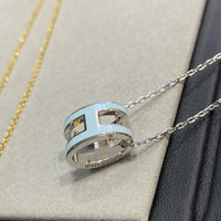 [Luckin Jewelry]POP H LIGHT BLUE NECKLACE