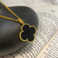 [Luckin Jewelry]CLOVER 25MM NECKLACE GOLD ONYX