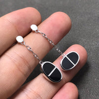 [Luckin Jewelry]CHAINE VERSO BLACK CERAMIC SILVER EARRINGS