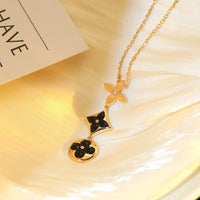 [Luckin Jewelry]STAR AND SUN ONYX PINK GOLD NECKLACE