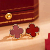 [Luckin Jewelry]CLOVER MEDIUM 1 MOTIFS CARNELIAN  EARRINGS