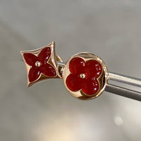[Luckin Jewelry]STAR AND SUN PINK GOLD CARNELIAN STUD EARRINGS