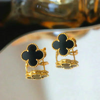 [Luckin Jewelry]CLOVER MEDIUM 1 MOTIFS  ONYX STUD EARRINGS