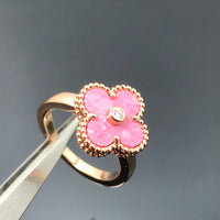 [Luckin Jewelry]CLOVER RHODONITE ROSE GOLD RING