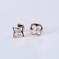 [Luckin Jewelry]STAR AND SUN PINK GOLD MOP STUD EARRINGS