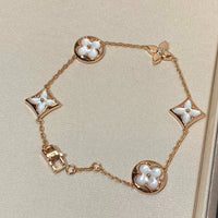[Luckin Jewelry]STAR AND SUN 5 MOTIF MOP PINK GOLD BRACELET