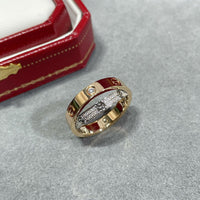 [Luckin Jewelry]LOVE PINK GOLD SILVER DIAMOND DOUBLE RING