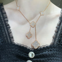 [Luckin Jewelry]CLOVER 6 MOTIF DIAMOND PAVED NECKLACE