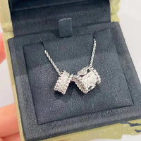 [Luckin Jewelry]PERLEE DOUBLE PENDANT SILVER DIAMOND NECKLACE