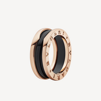 [Luckin Jewelry]ZERO 1 TWO-BAND LOOPS AND BLACK CERAMIC PINK GOLD RING