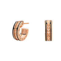 [Luckin Jewelry]ZERO 1 ROCK PINK GOLD EARRINGS WITH STUDDED SPIRAL AND BLACK CERAMIC