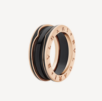 [Luckin Jewelry]ZERO 1 TWO-BAND WITH MATTE BLACK CERAMIC PINK GOLD RING