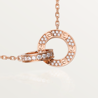 [Luckin Jewelry]LOVE 7.6MM NECKLACE ROSE GOLD AND SILVER  FULL DIAMOND