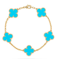 [Luckin Jewelry]CLOVER 5 MOTIFS TURQUOISE BRACELET