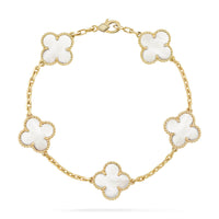 [Luckin Jewelry]CLOVER  5 MOTIF WHITE MOP BRACELET
