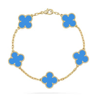 [Luckin Jewelry]CLOVER 5 MOTIFS BLUE AGATE BRACELET