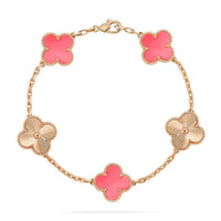 [Luckin Jewelry]CLOVER BRACELET 5 MOTIF PINK AND PINK GOLD