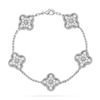 [Luckin Jewelry]CLOVER 5 MOTIFS  DIAMOND BRACELET SILVER
