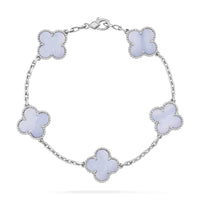 [Luckin Jewelry]CLOVER  5 MOTIF PURPLE CHALCEDONY BRACELET SILVER