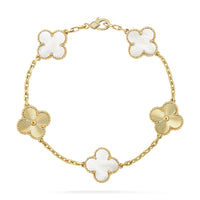 [Luckin Jewelry]CLOVER 5 MOTIF WHITE MOP LASER BRACELET