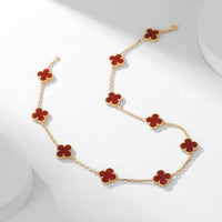 [Luckin Jewelry]CLOVERS THE  10-MOTIFS CARNELIAN NECKLACE
