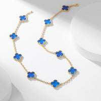 [Luckin Jewelry]CLOVERS THE 10-MOTIFS BLUE AGATE NECKLACE