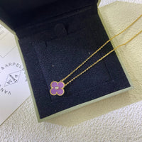 [Luckin Jewelry]CLOVER 15MM DIAMOND  PURPLE VIOLET NECKLACE